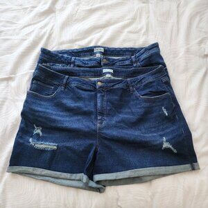 USED Ava&Viv Plus Size High Rise Midi Cuffed Jean Shorts - 24 Dark wash- 2pair